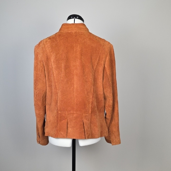 Vintage Manteaux Manteaux Suede Jacket – Genuine Leather in Warm Caramel Brown - Picture 5 of 12